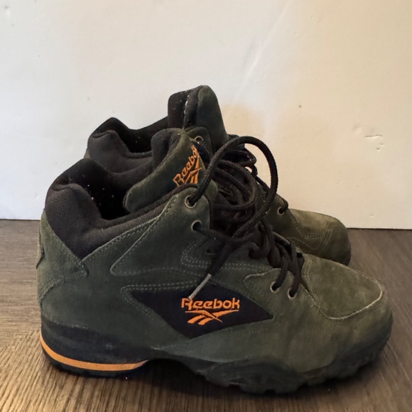 Vintage Reebok Virazon II Leather Hiking Sneakers Shoes 1990s Green Suede SIZE 8 - Picture 4 of 8